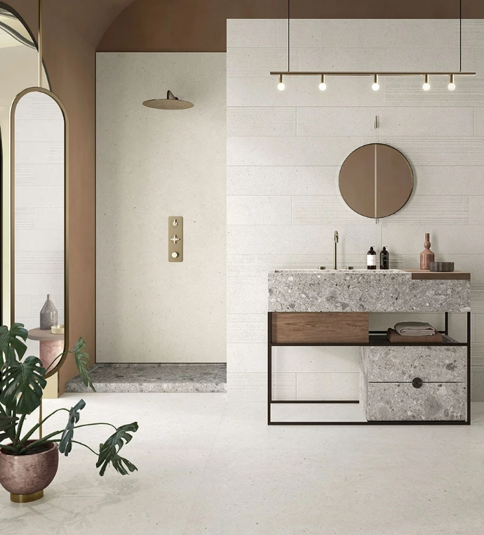 Tile and custom shower material inspiration in the Courtenay showroom